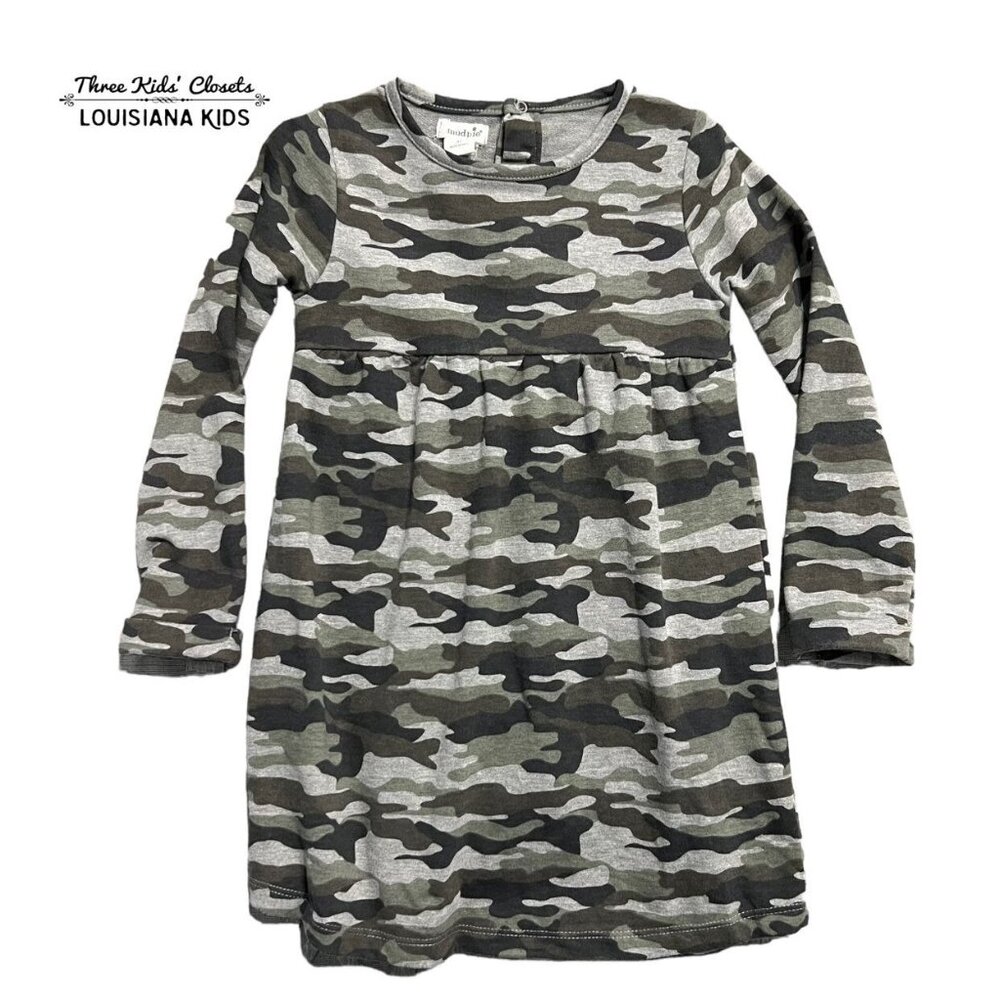NEW Mud Pie 4T Grey Camouflage Dress